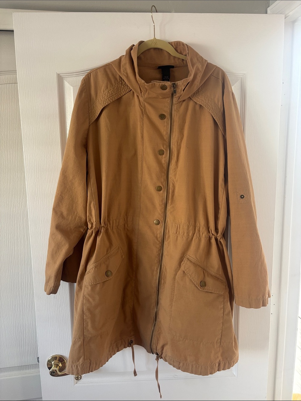 Vintage Lane Bryant Twill Funnel Neck Camel Utility Anorak Coat SZ (26-28W)